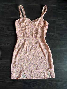 Pink Floral Spaghetti Strap Mini Dress